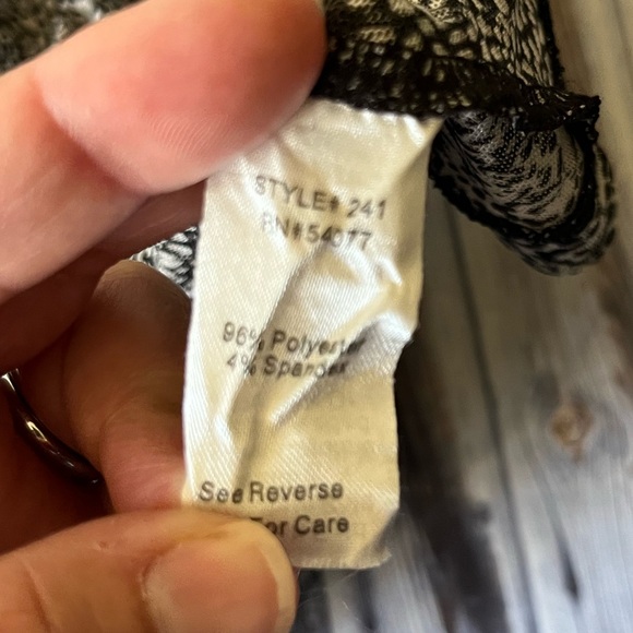 CAbi #241 Gathered Placket Sheer Blouse Womens Large ruched front animal print - Picture 7 of 10